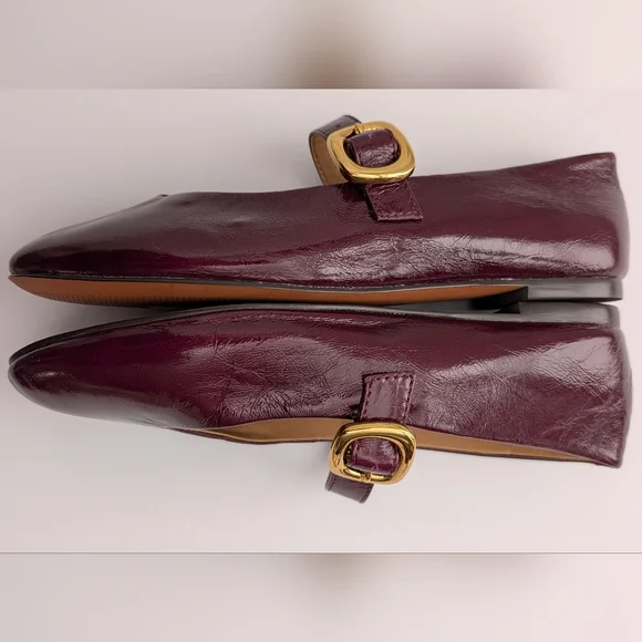 Madewell The Remy Mary Jane Flats Deep Plum Women's 7.5 Leather Shoes - Picture 5 of 8